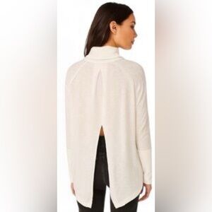 Free People Cream Turtleneck Light Sweater with cute/classy slit in the back